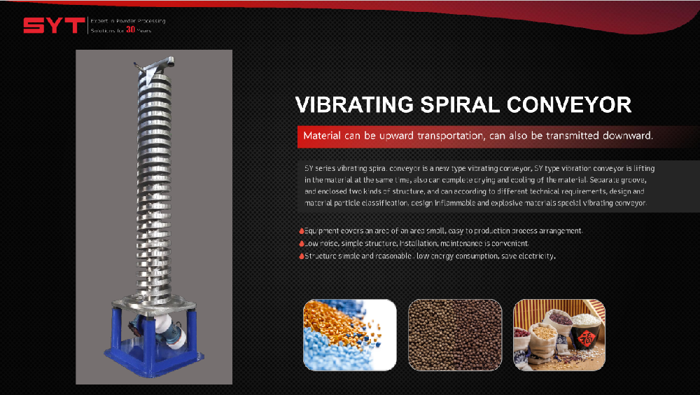 Vertical vibration spiral elevator